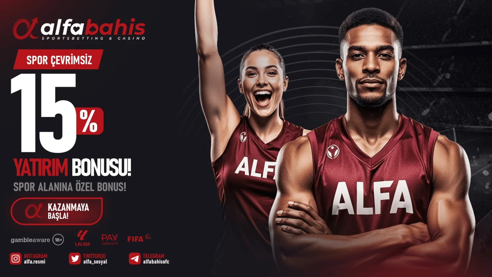 alfabahis 15 TL Spor Çevrimsiz kampanya görseli